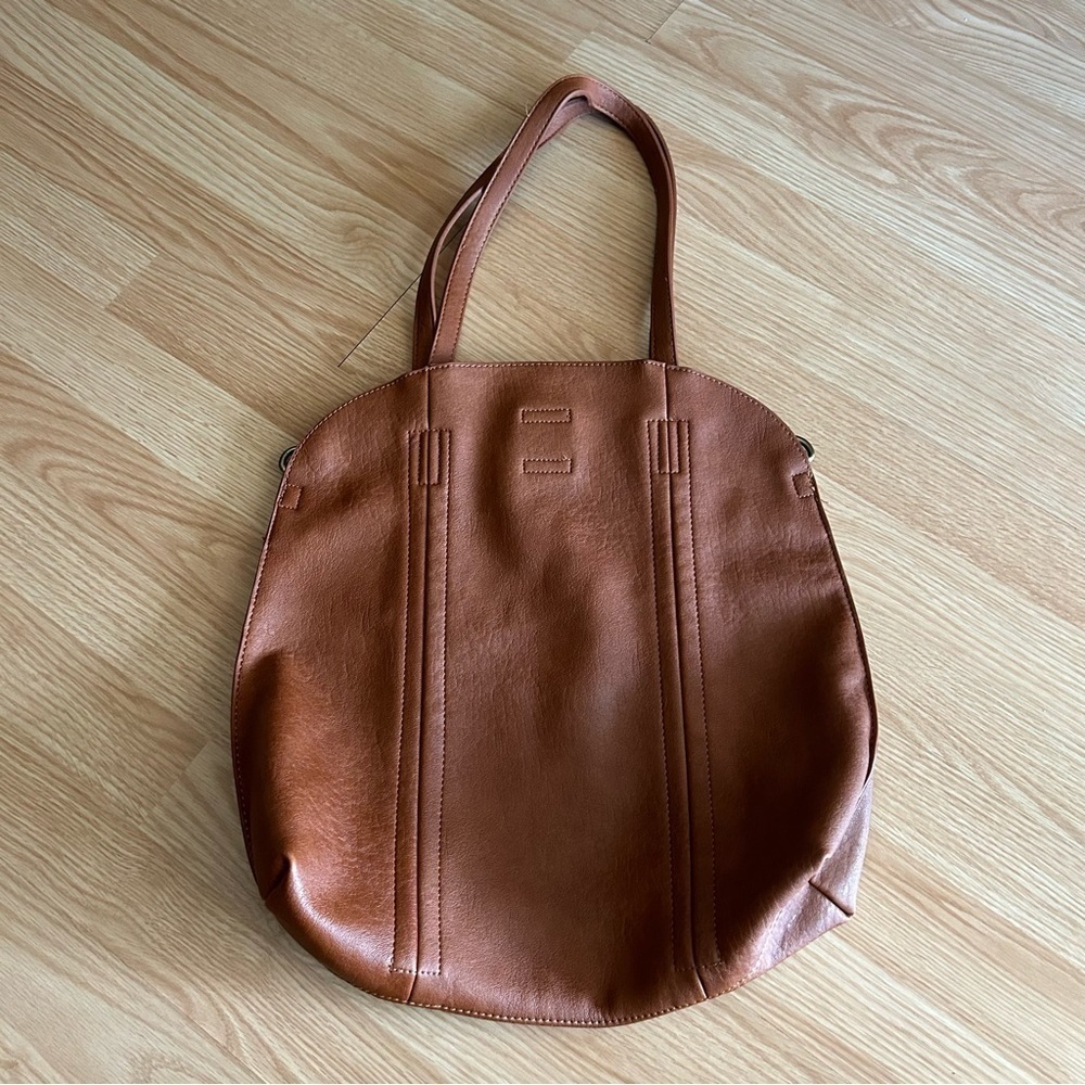 Brown Vegan Leather Medium Tote Handbag